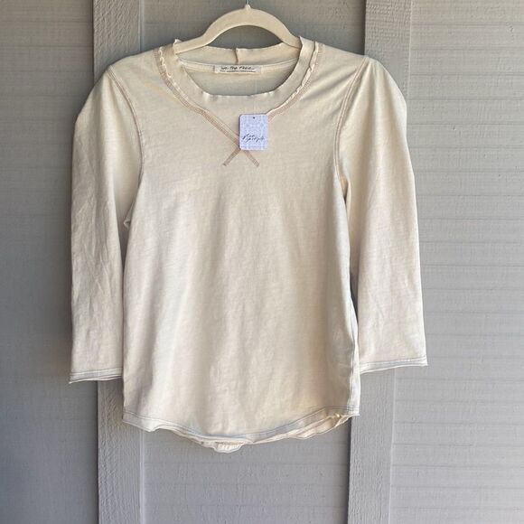 NWT Free People Clover Puff 3/4 Sleeve Top in Oatmeal Size: XS - Picture 6 of 9